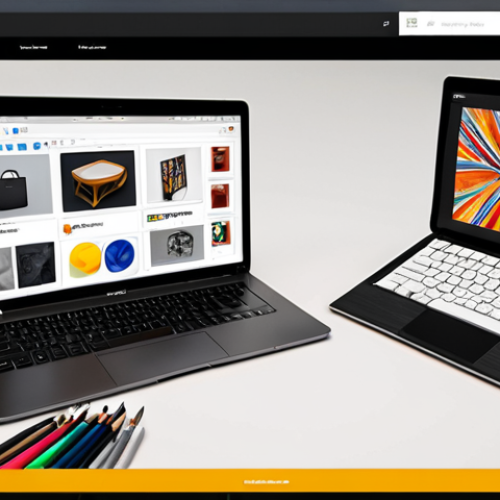 Home 15 **Image Prompt:** A vibrant product design portfolio showcase featuring diverse projects: personal passion projects, professional stage projects, and freelance client work. Emphasis on visual communication and a cohesive design aesthetic. The scene should include a laptop displaying the portfolio and tools of the trade such as sketching materials and design software icons.