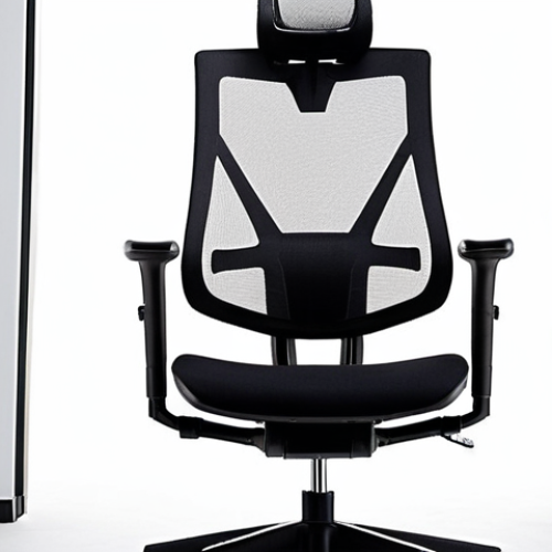 Home 8 **Ergonomic Office Chair Design:** A modern, ergonomic office chair in a bright, minimalist studio. Focus on the chair's adjustable features, showcasing comfort and back support. Consider incorporating a person working comfortably at a desk.