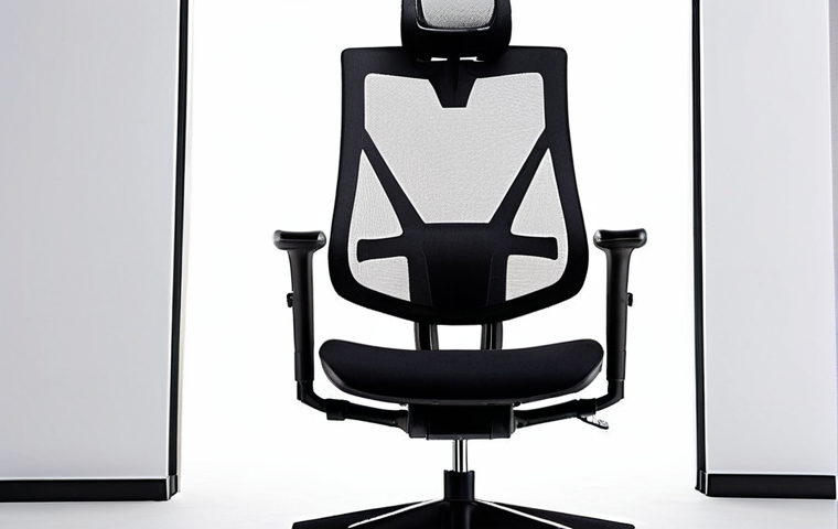 **Ergonomic Office Chair Design:** A modern, ergonomic office chair in a bright, minimalist studio. Focus on the chair's adjustable features, showcasing comfort and back support. Consider incorporating a person working comfortably at a desk.